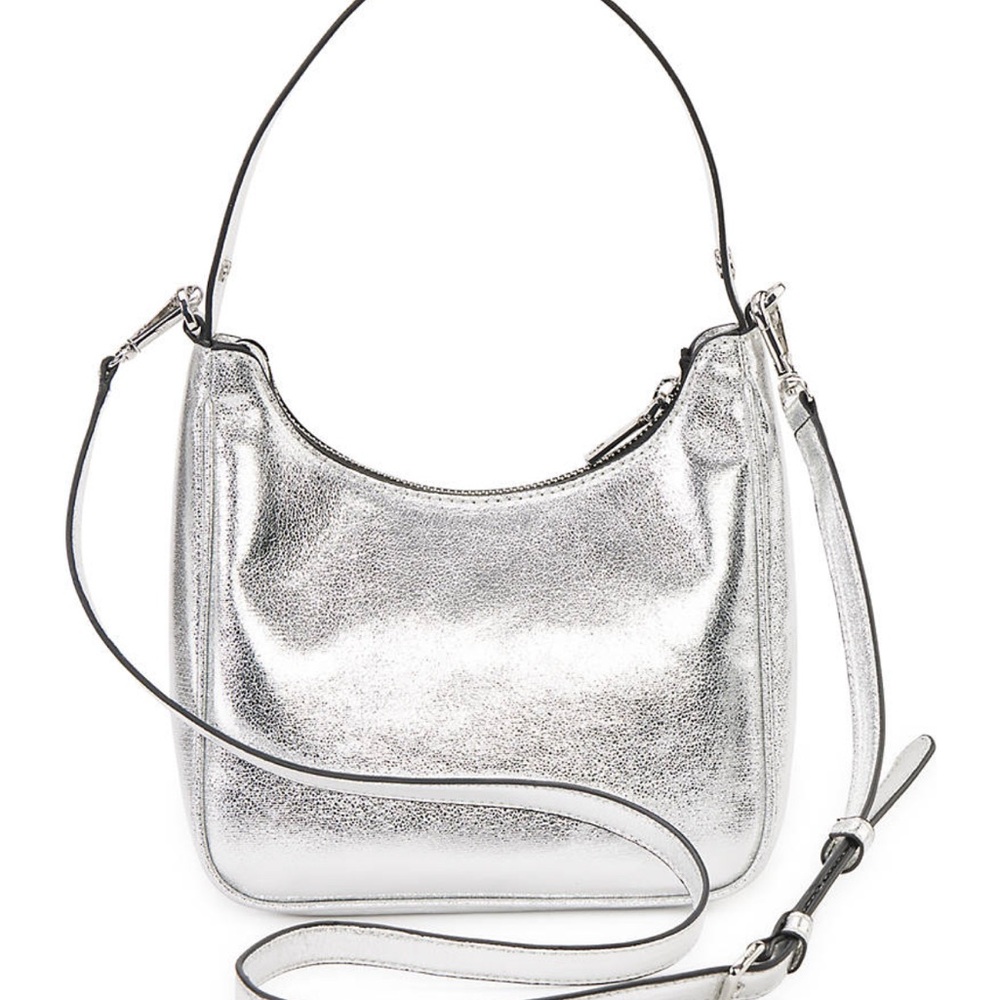 Silver DKNY crossover bag.